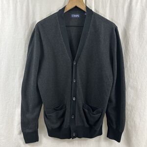Chaps Men Dark Charcoal Black Button Longline Cardigan Sweater Preppy Mens L